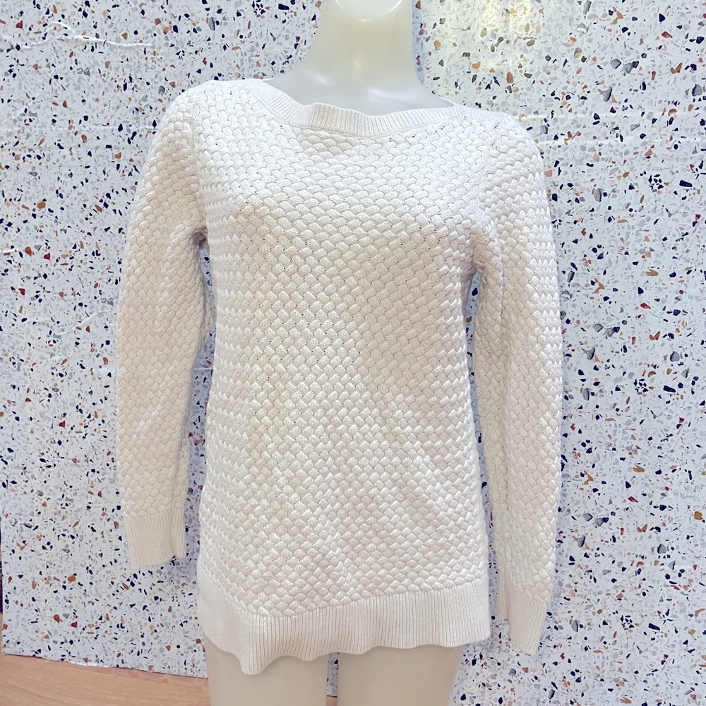 L.L. Bean white knit sweater